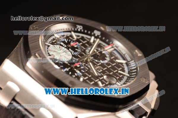 Audemars Piguet Royal Oak Offshore Black Dial 1:1 Clone With Black Leather Strap JF 26411PO.OO.A002CR.01 - Click Image to Close